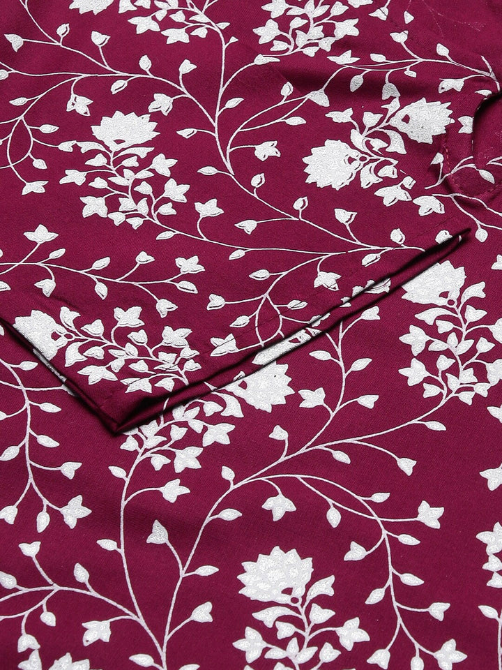 Floral Print Rayon Straight Kurta
