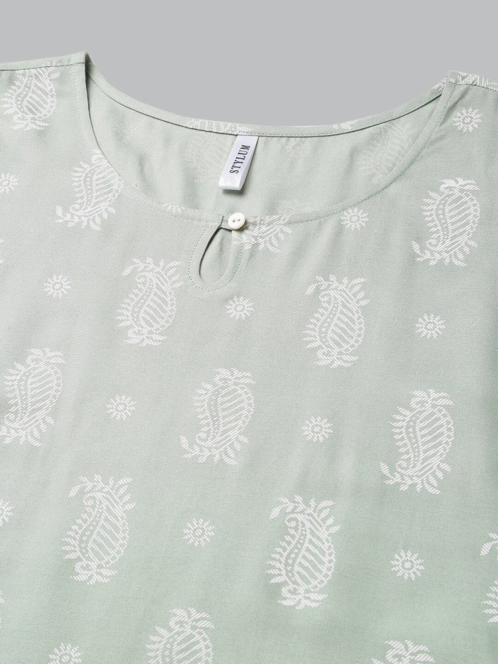 Paisley Printed Rayon Straight Kurta