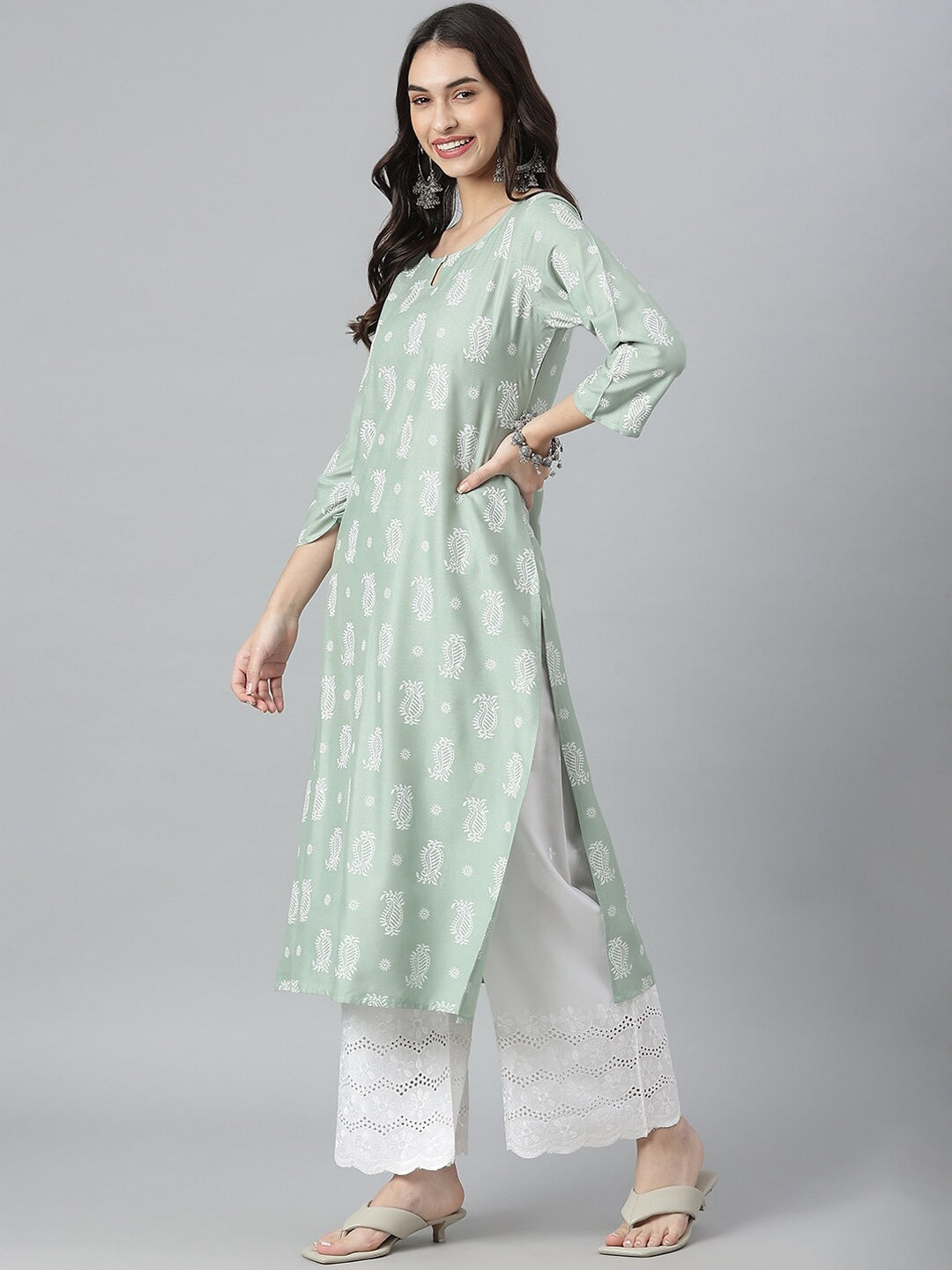 Paisley Printed Rayon Straight Kurta