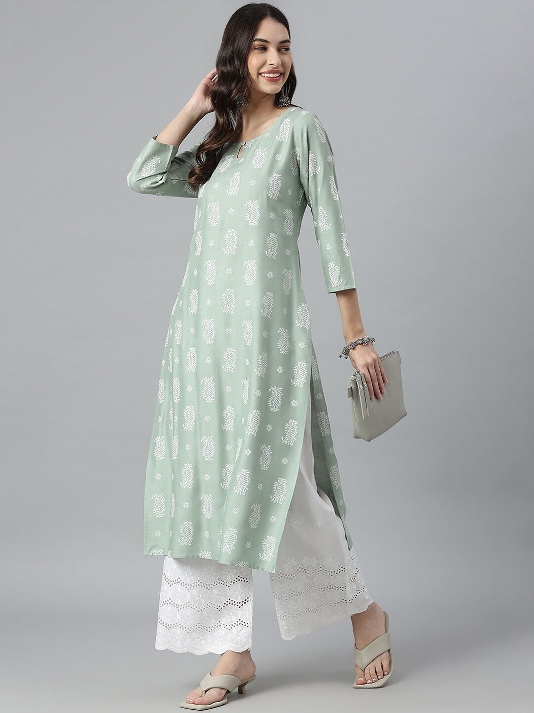Paisley Printed Rayon Straight Kurta