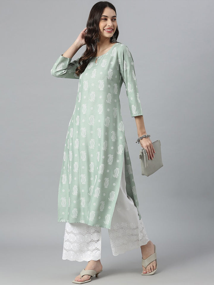 Paisley Printed Rayon Straight Kurta