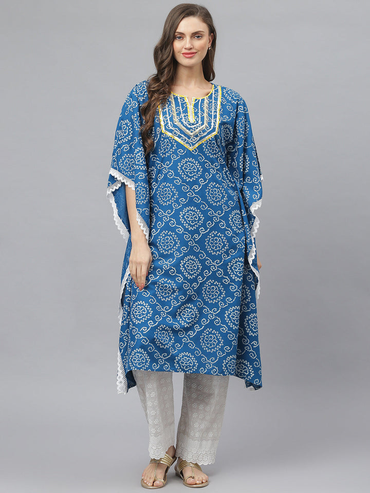 Bandhani Print Rayon Kaftan Kurta