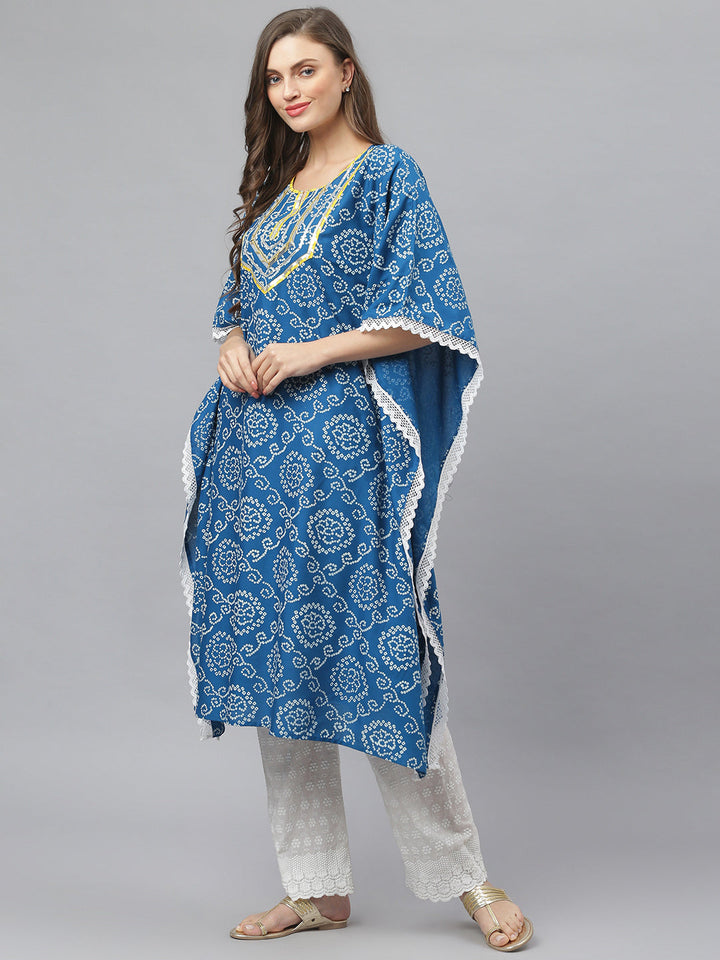 Bandhani Print Rayon Kaftan Kurta
