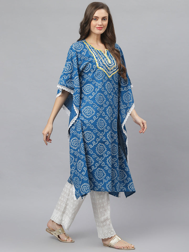Bandhani Print Rayon Kaftan Kurta