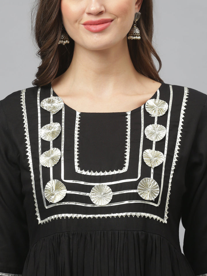Embellished Rayon flared Kurta with Dupatta