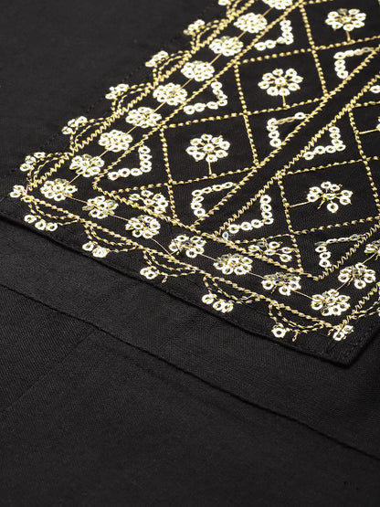 Embroidered Rayon Flared Kurta with Printed Dupatta