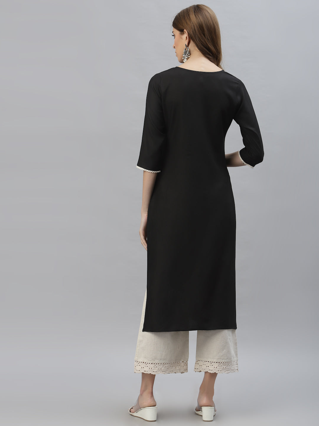 Embroidered Rayon Straight Kurta