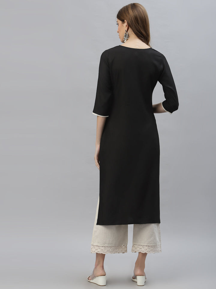 Embroidered Rayon Straight Kurta