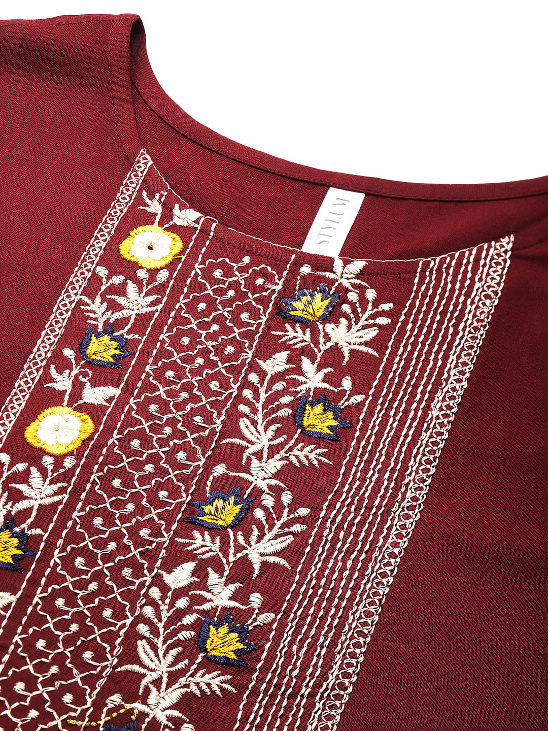 Embroidered Rayon Straight Kurta