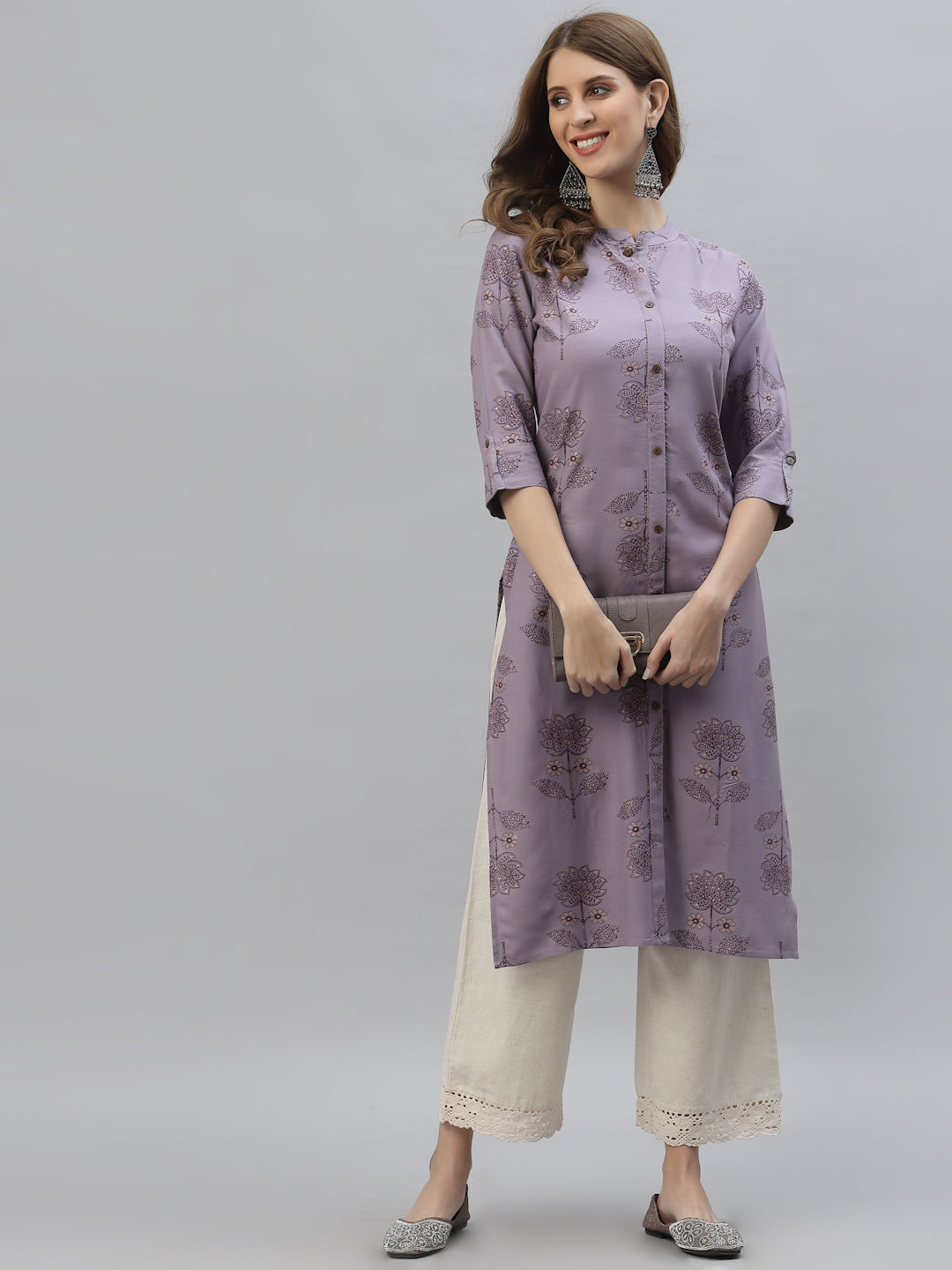 Floral Printed Rayon Straight Kurta