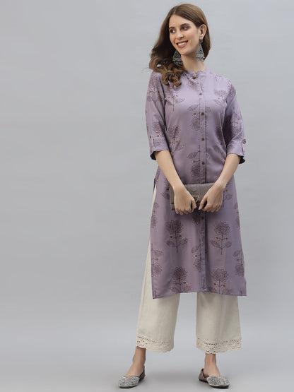 Floral Printed Rayon Straight Kurta