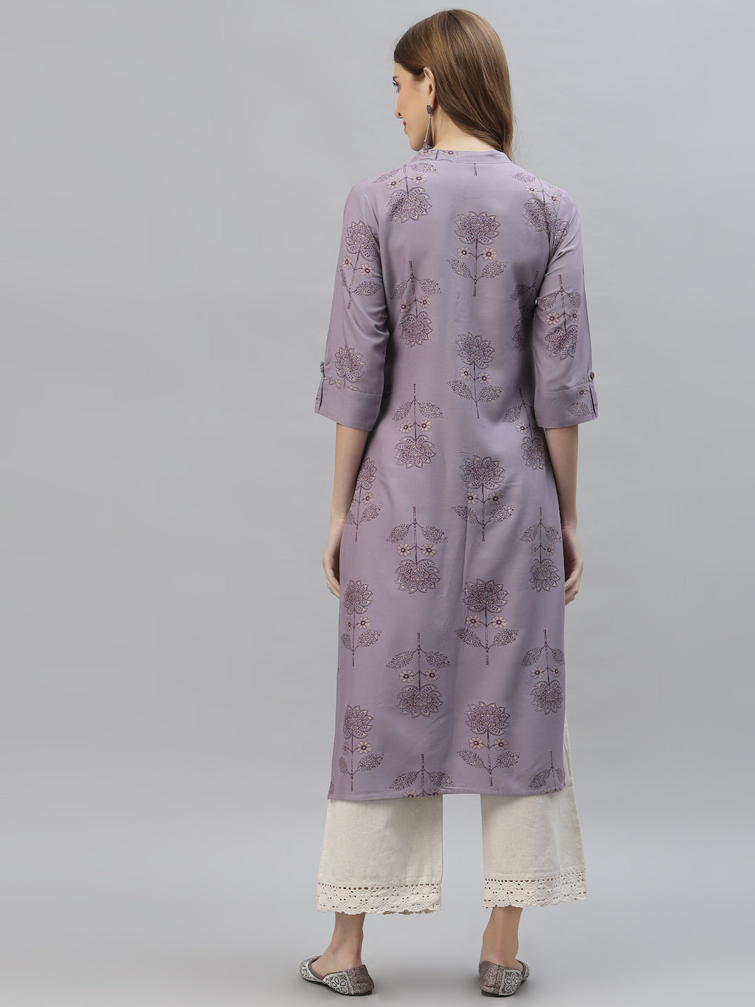 Floral Printed Rayon Straight Kurta