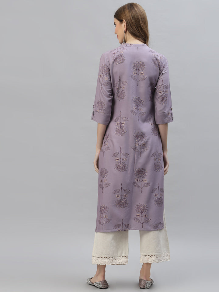Floral Printed Rayon Straight Kurta