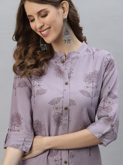 Floral Printed Rayon Straight Kurta