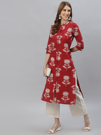 Floral Printed Rayon Straight Kurta