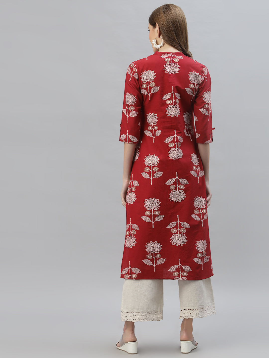 Floral Printed Rayon Straight Kurta