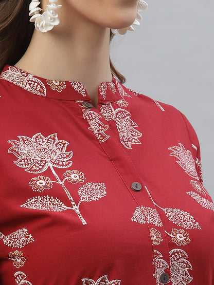 Floral Printed Rayon Straight Kurta