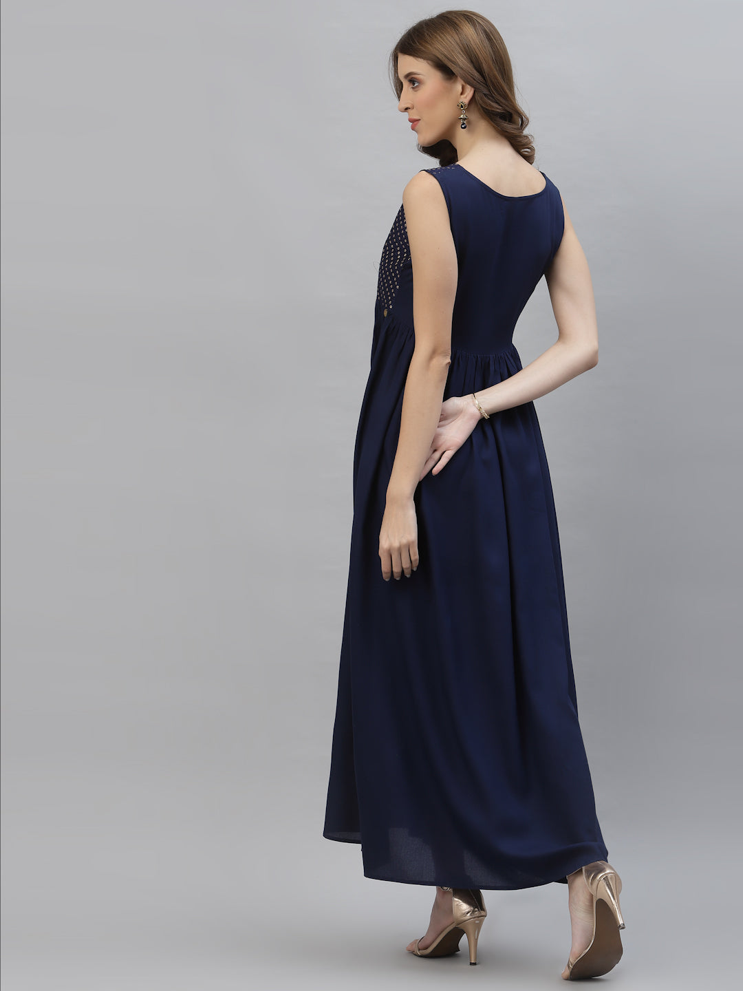 Embellished Rayon Pleated Kurta