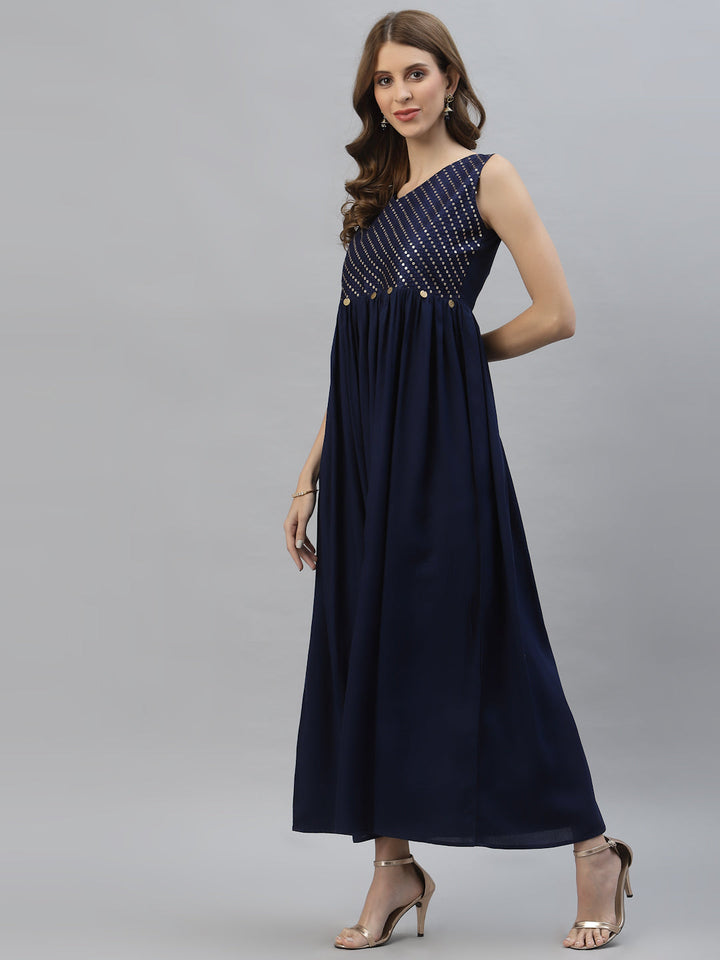 Embellished Rayon Pleated Kurta