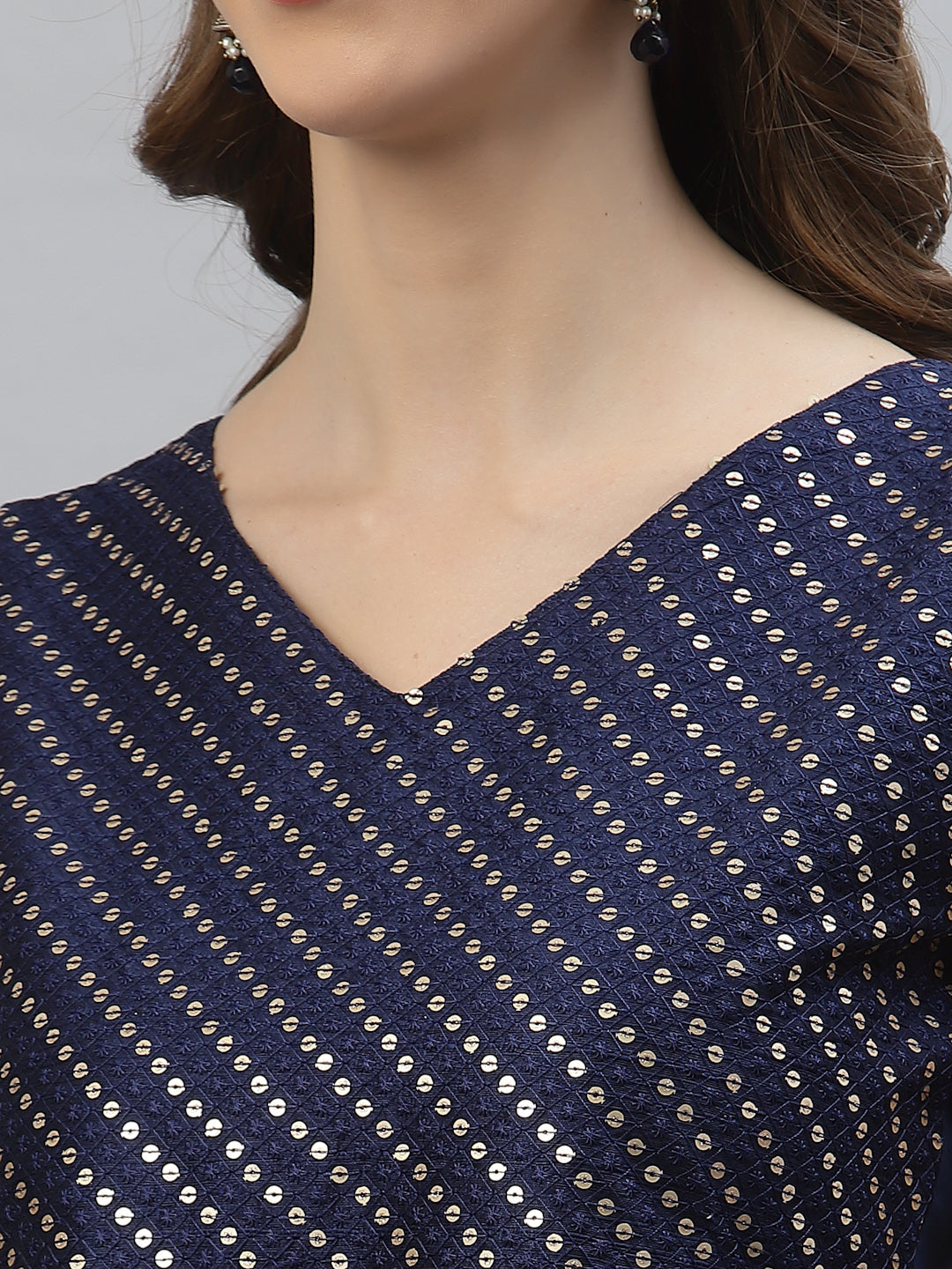 Embellished Rayon Pleated Kurta