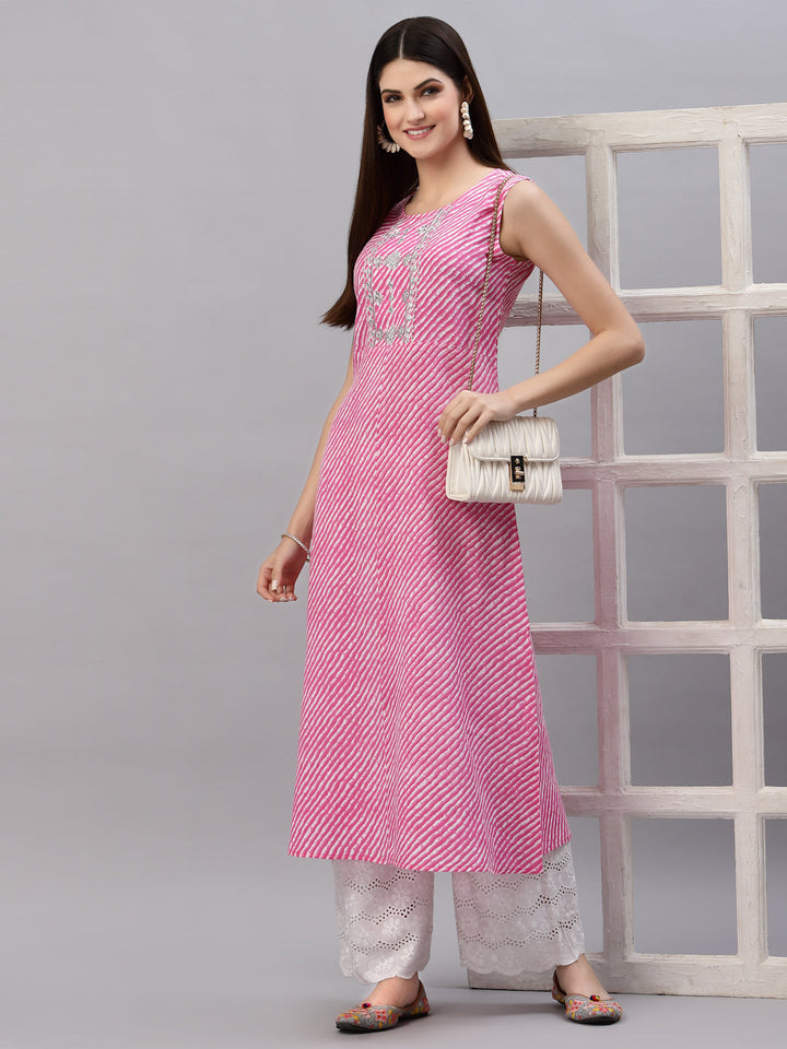 Lehariya Printed Rayon A-Line Kurta