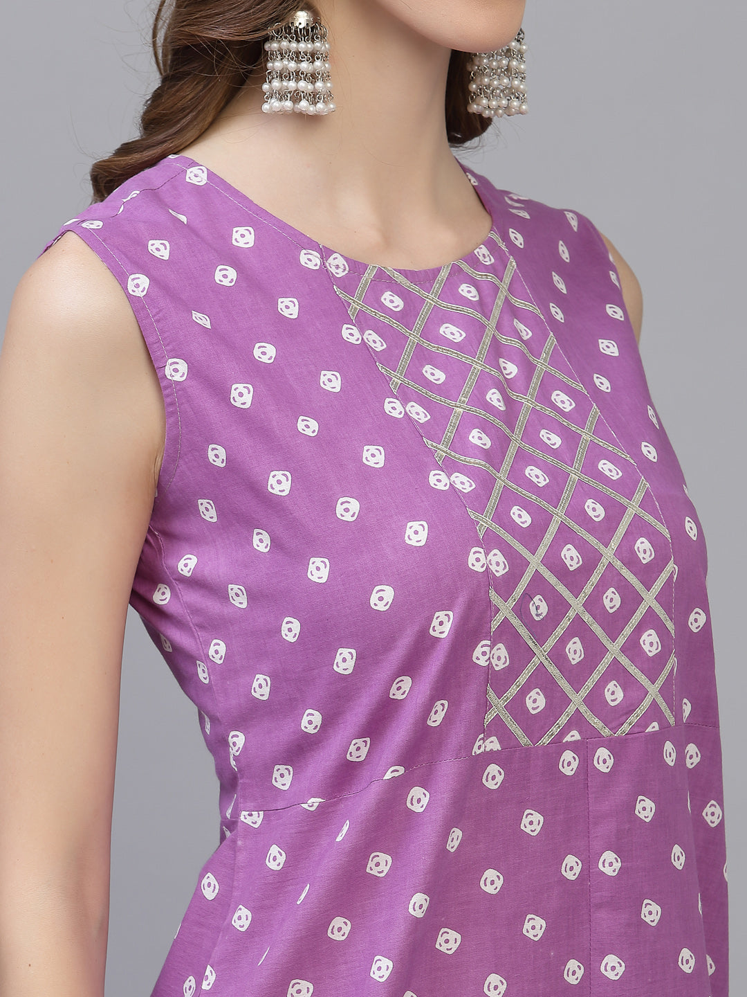 Bandhej Printed A-Line Kurta with Dupatta
