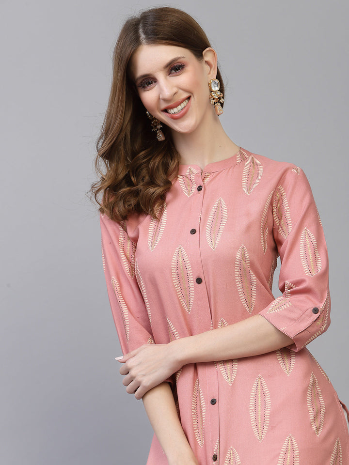 Block Printed Rayon A-Line Kurta