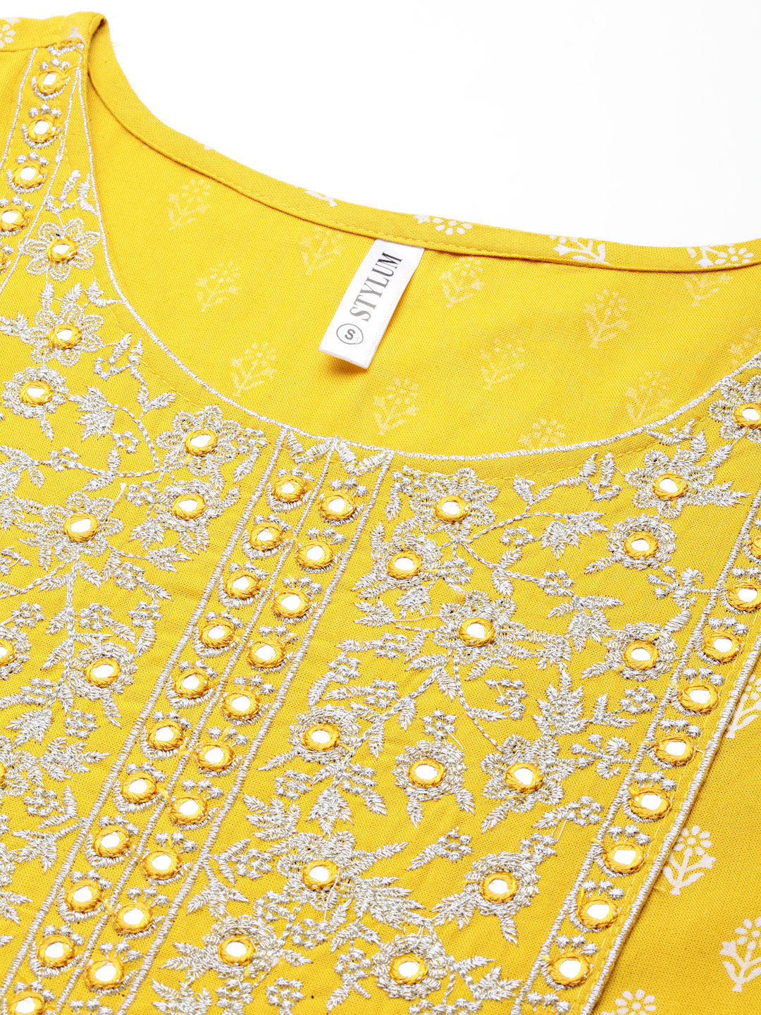 Printed &amp; Embroidered Rayon Flared Kurta