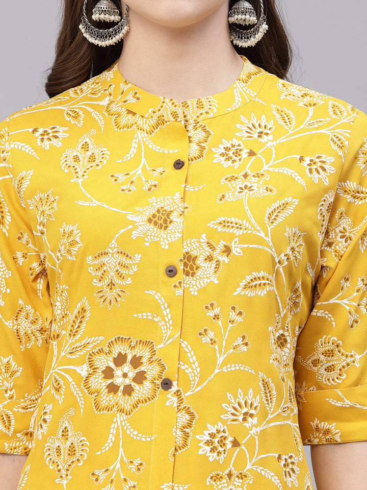 Floral Printed Rayon A-Line Kurta