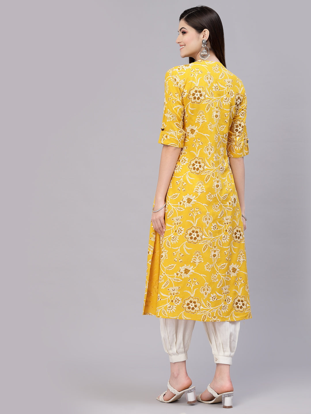 Floral Printed Rayon A-Line Kurta