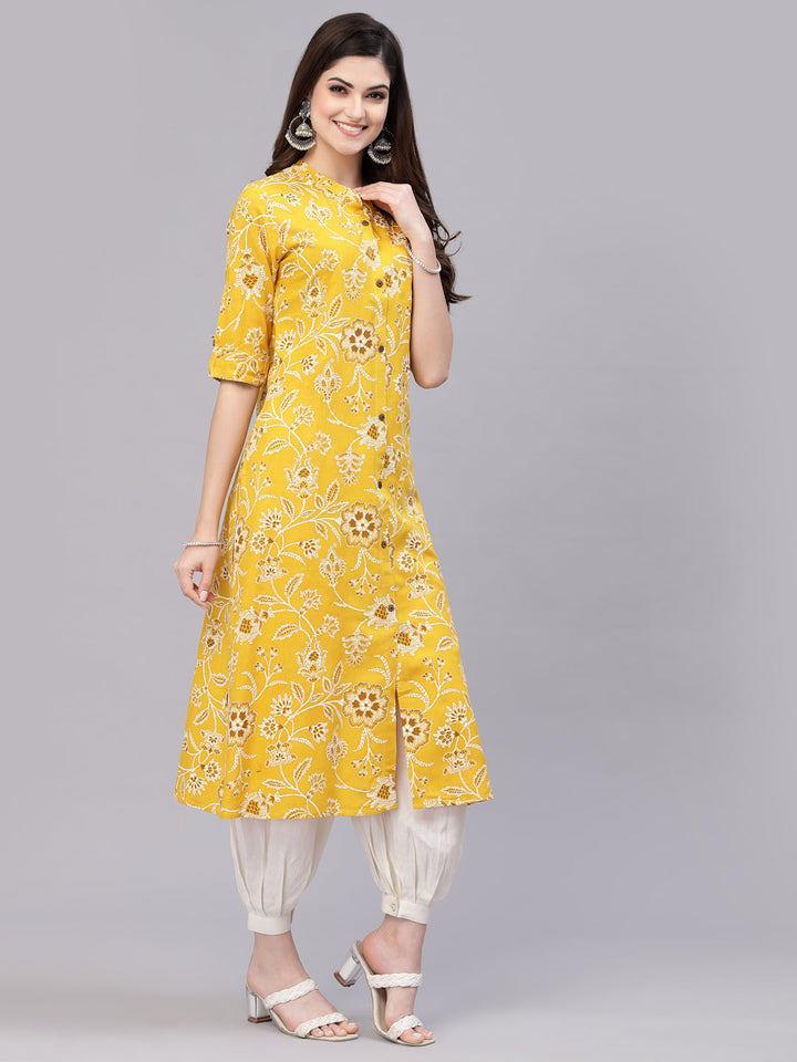 Floral Printed Rayon A-Line Kurta