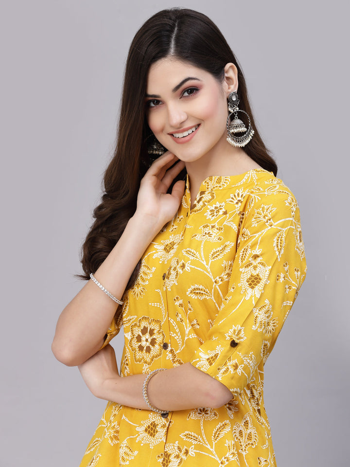 Floral Printed Rayon A-Line Kurta