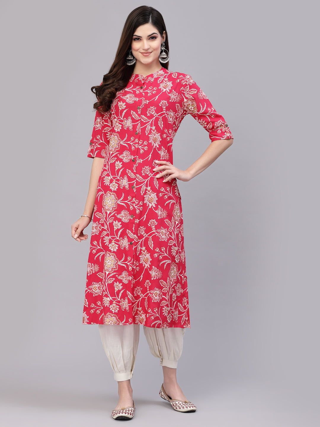 Floral Printed Rayon A-Line Kurta