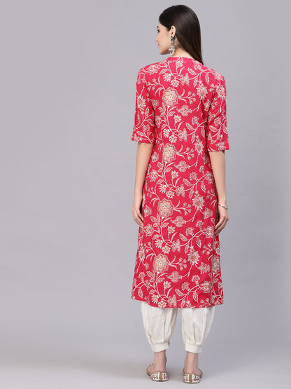 Floral Printed Rayon A-Line Kurta