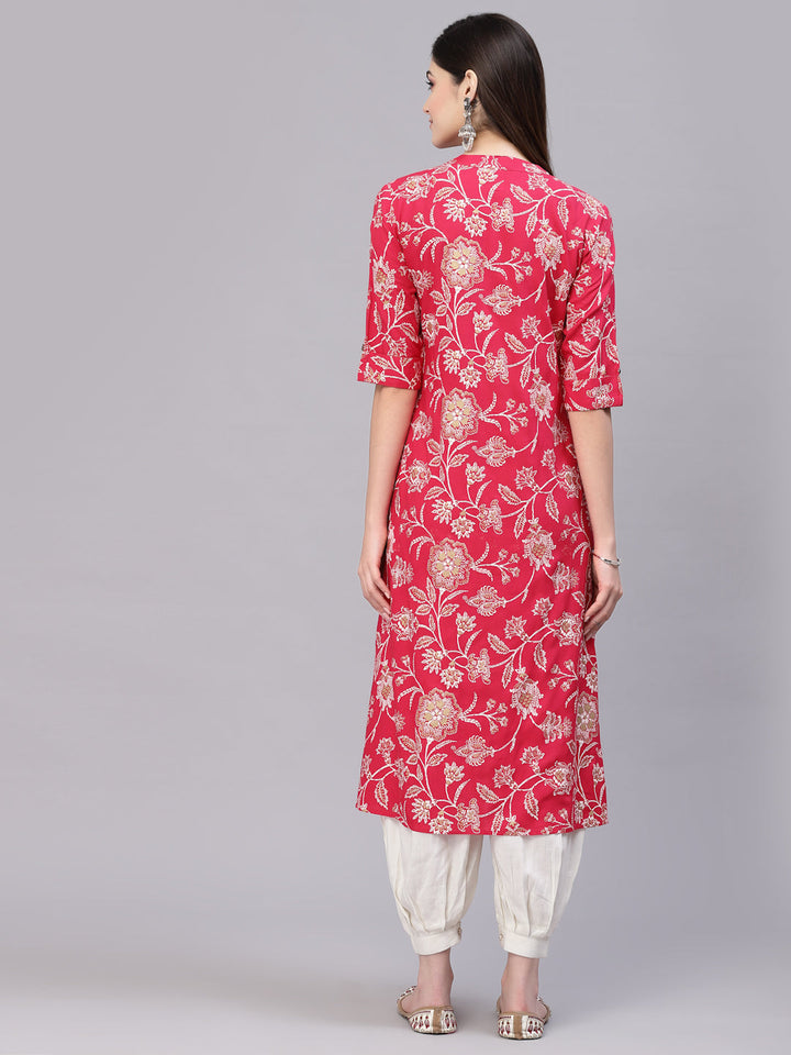 Floral Printed Rayon A-Line Kurta