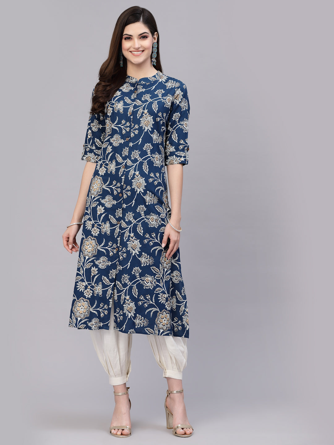 Floral Printed Rayon A-Line Kurta
