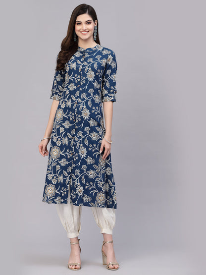 Floral Printed Rayon A-Line Kurta