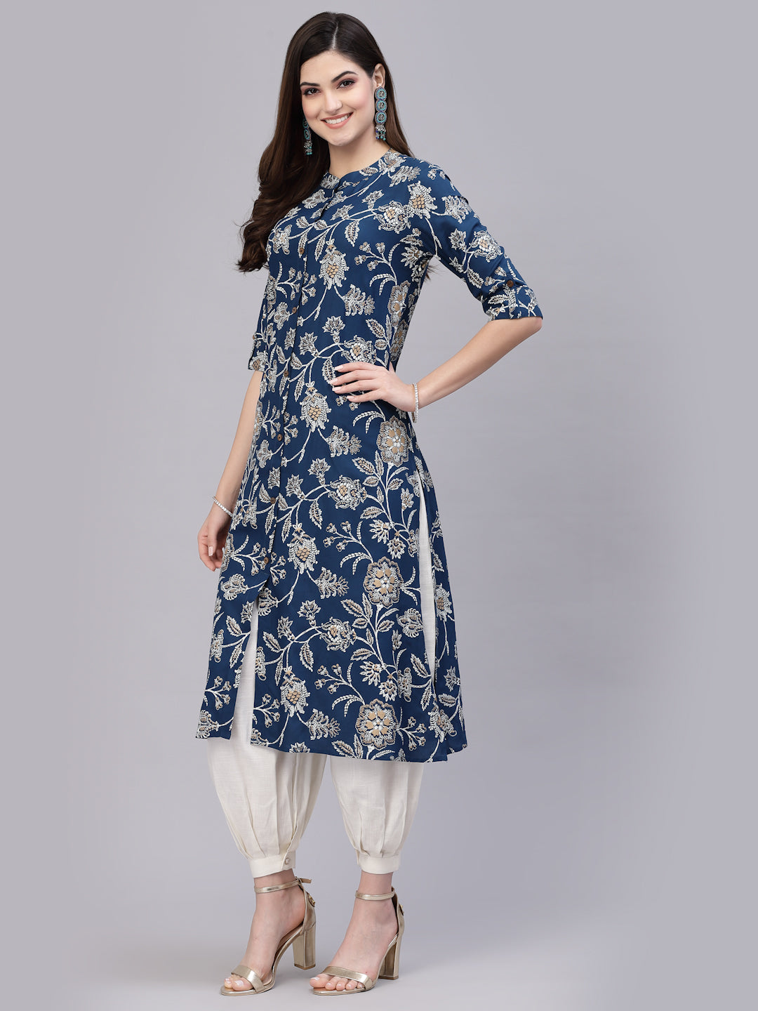 Floral Printed Rayon A-Line Kurta