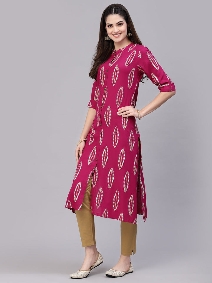 Block Printed Rayon A-Line Kurta