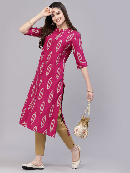 Block Printed Rayon A-Line Kurta