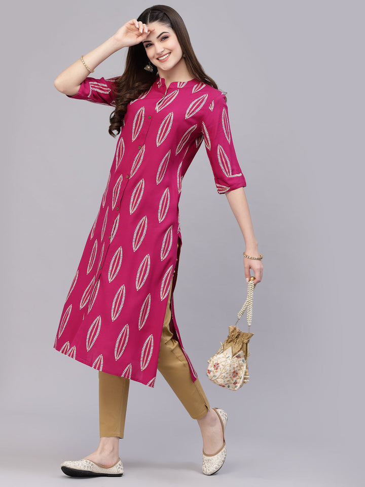 Block Printed Rayon A-Line Kurta