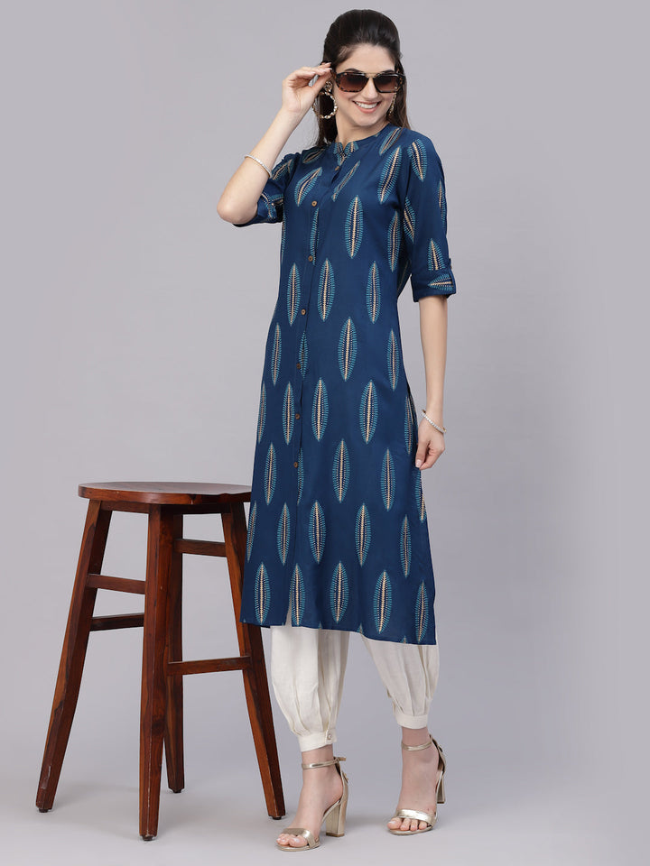 Block Printed Rayon A-Line Kurta