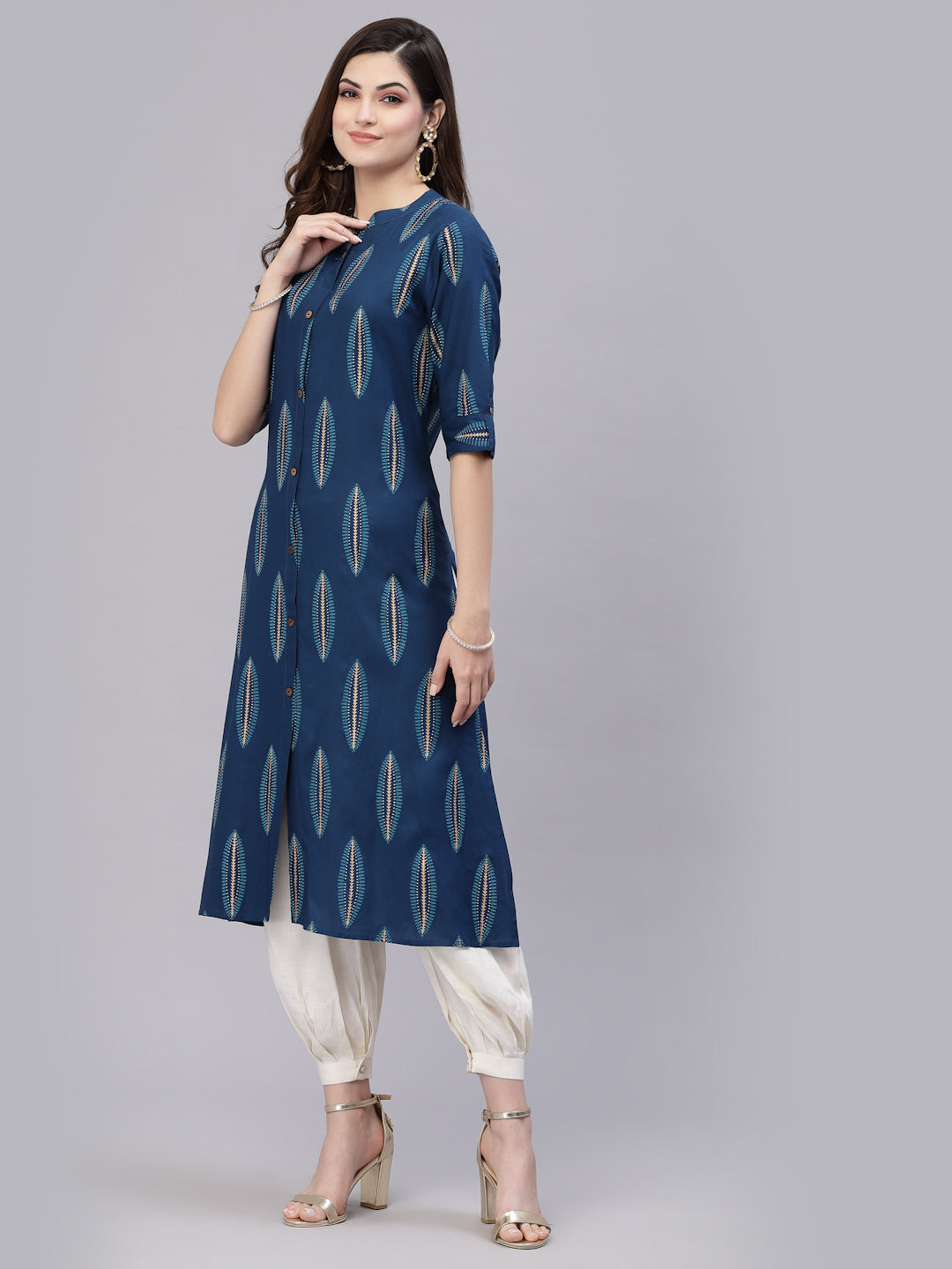 Block Printed Rayon A-Line Kurta
