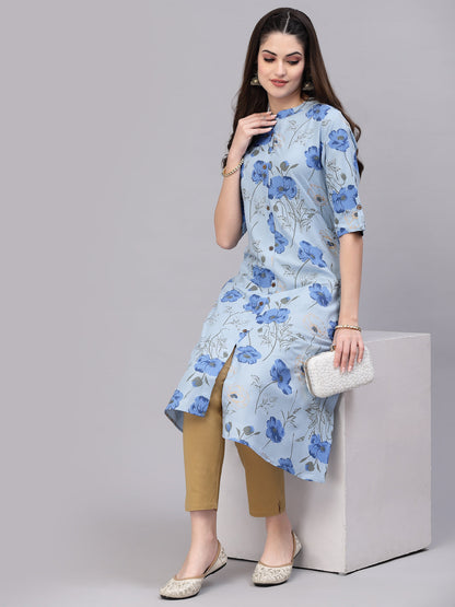 Floral Printed Rayon A-Line Kurta