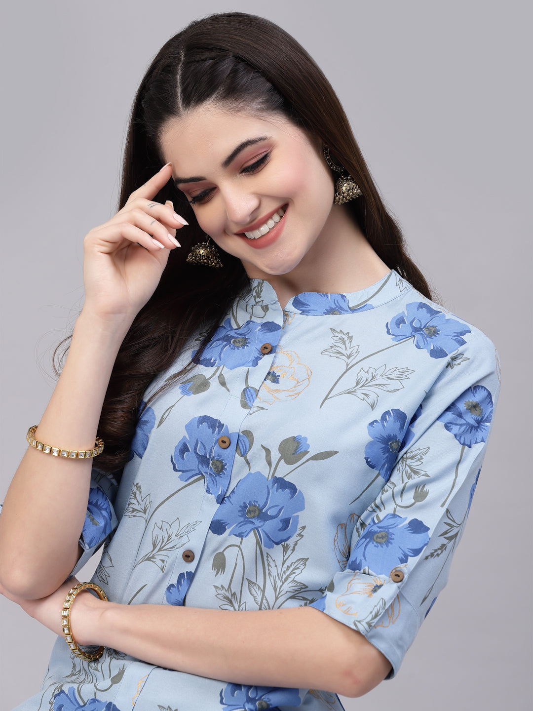 Floral Printed Rayon A-Line Kurta
