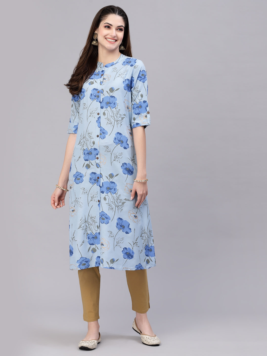 Floral Printed Rayon A-Line Kurta