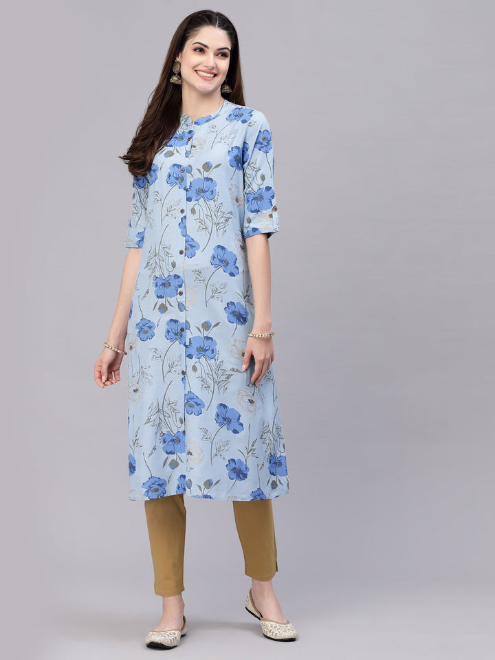 Floral Printed Rayon A-Line Kurta