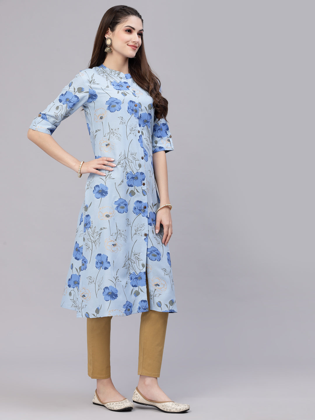 Floral Printed Rayon A-Line Kurta