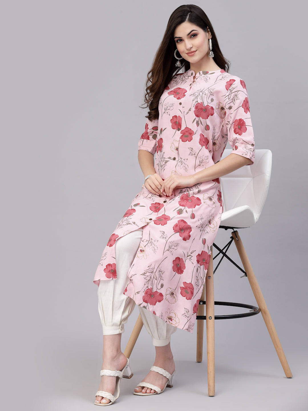Floral Printed Rayon A-Line Kurta