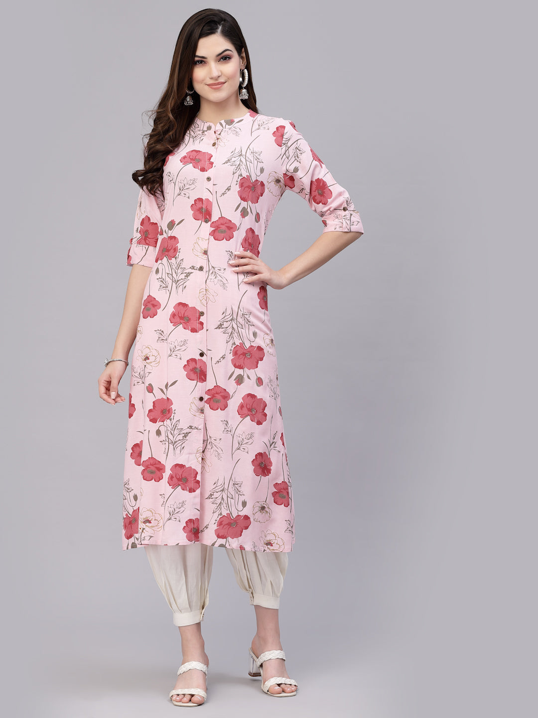 Floral Printed Rayon A-Line Kurta